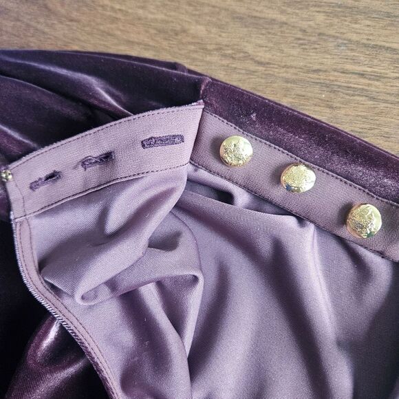 Lauren Ralph Lauren Velvet Peplum Tunic Blouse Women's Large Mauve Pink Buttons - Picture 9 of 13